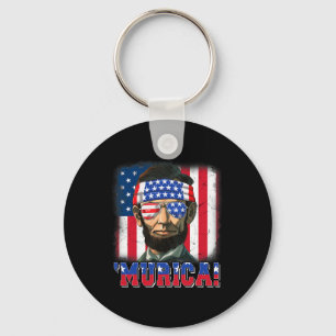 Porte-clés Murica Abe Lincoln 4 juillet Murica Patriotique Mo