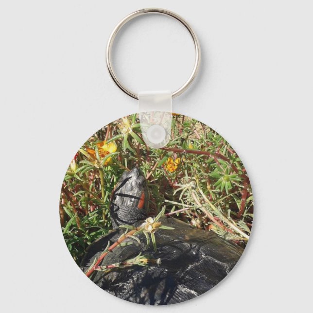 Porte-clés Murtle la Tortue dans les fleurs (Recto)