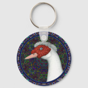 Porte-clés Muscovy Duck Head Blanc
