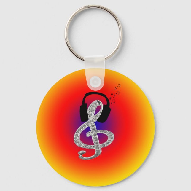 Porte-clés Music Gclef avec casque (Recto)
