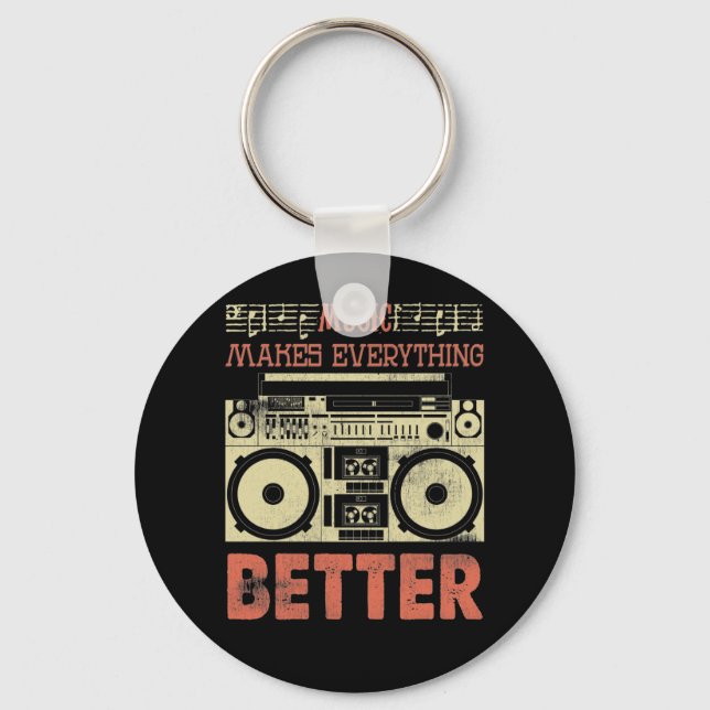 Porte-clés Music Makes Everything Better Old School Boom (Recto)