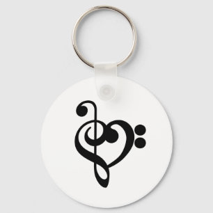 Porte-clés Musicien Coeur de musique - Treble Bass Clef