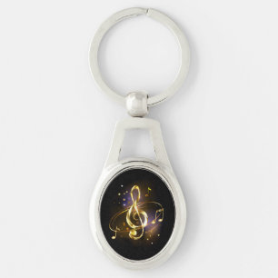 Porte-clés Musique de clé de sol en or