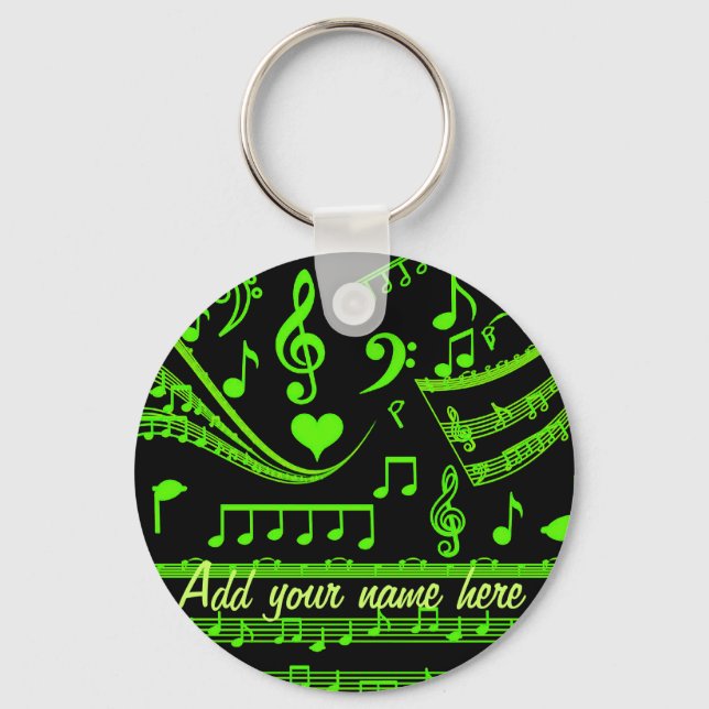Porte-clés Musique et moi, En vert_ (Recto)