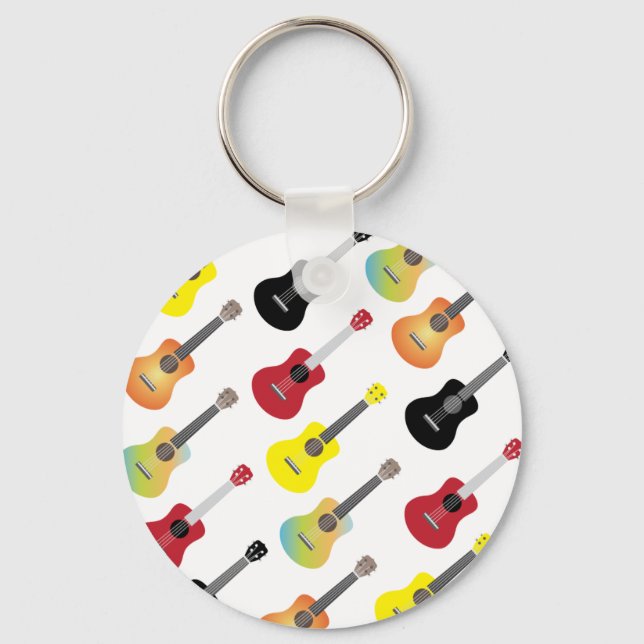 Porte-clés Musique Motif Ukulele colorée (Recto)