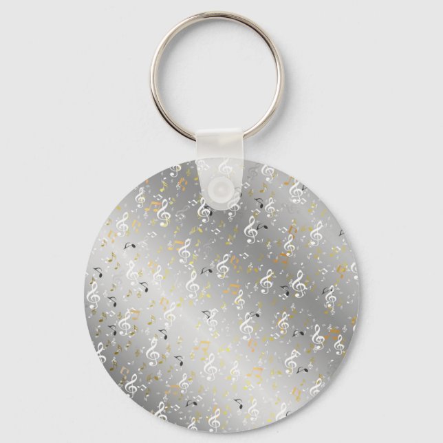 Porte-clés musique, musical, note, blanc, mélodie, clé, son, (Recto)