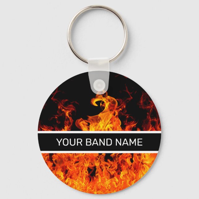 Porte-clés Musique sur mesure Merch Rock et Roll Flames (Recto)