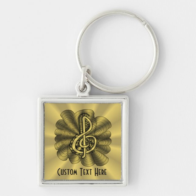 Porte-clés Musique Treble Clef Gold Customisé (Devant)