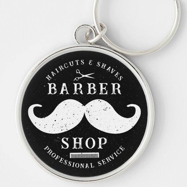 Porte-clés Mustache Barber Shop moderne Coiffeur Barbershop (Devant)