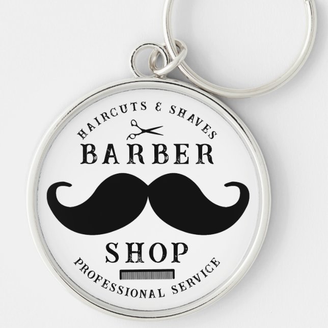 Porte-clés Mustache Barber Shop moderne Coiffeur Barbershop (Devant)
