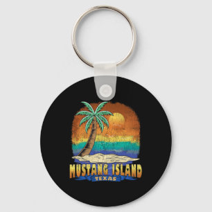 Porte-clés Mustang Island Texas Vintage Souvenir désorganisé