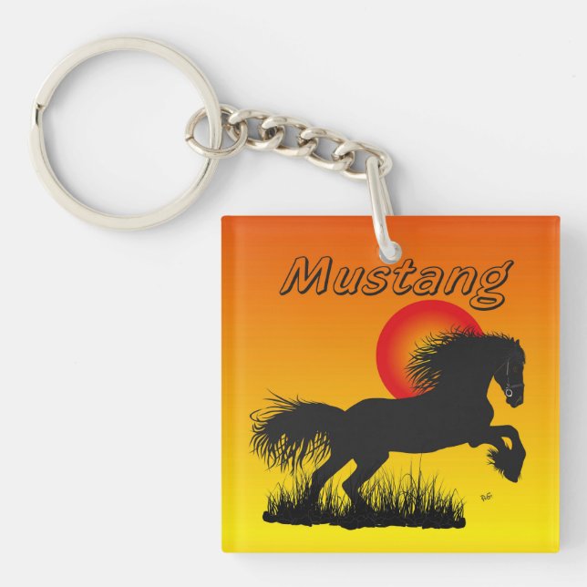 Porte-clés Mustang pour amateurs de chevaux (Devant)