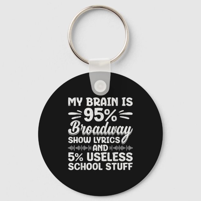 Porte-clés My Brain Is 95% Broadway Lyrics Nerd Musical Theat (Recto)
