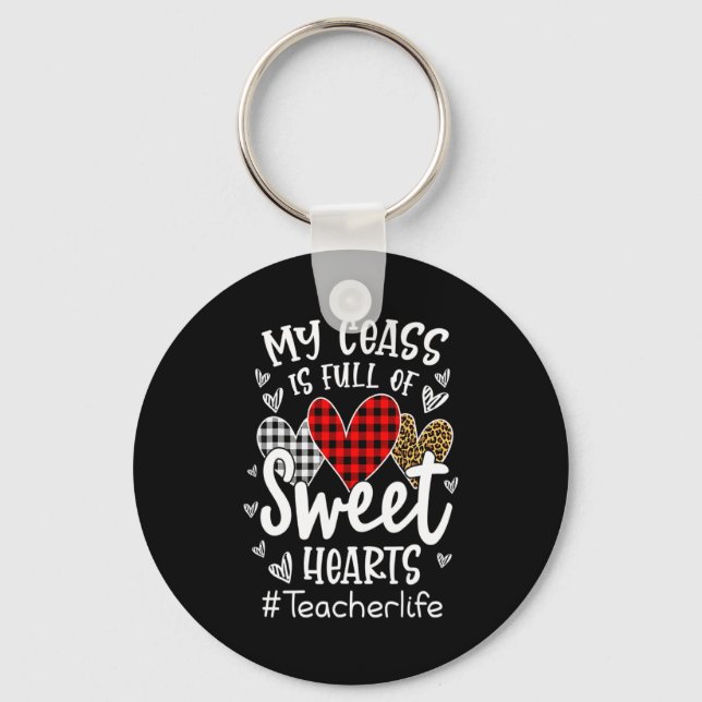 Porte-clés My Cl Is Full Of Heart Red Plaid Leopard Valent  (Recto)