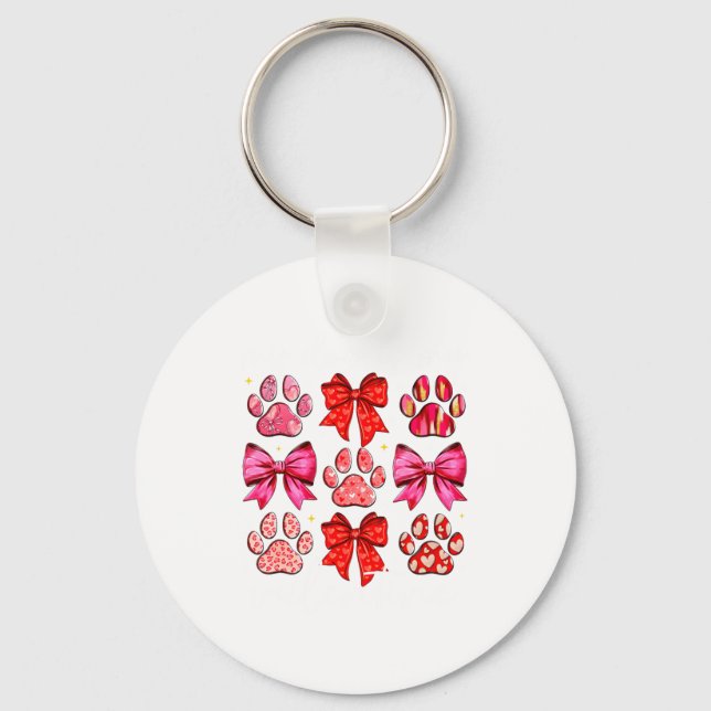 Porte-clés My Dog Is My Valentine Coquette Bow Dog Paw Valent (Recto)