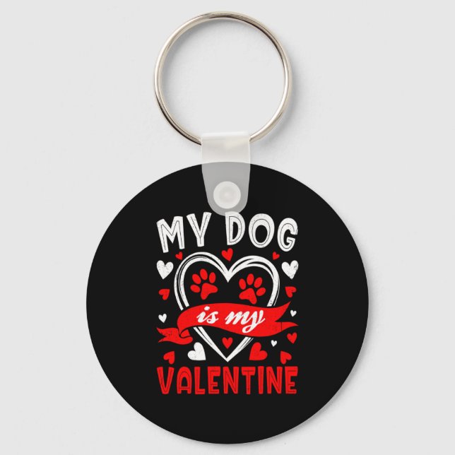 Porte-clés My Dog Is My Valentine Funny Paw Heart Pet Owner P (Recto)