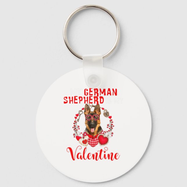 Porte-clés My German Shepherd Is My Valentine Funny Dog Lover (Recto)