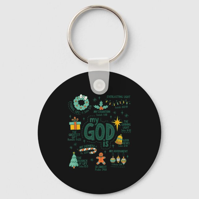 Porte-clés My God Is Christmas Jesus Is The Reason Faith Chri (Recto)