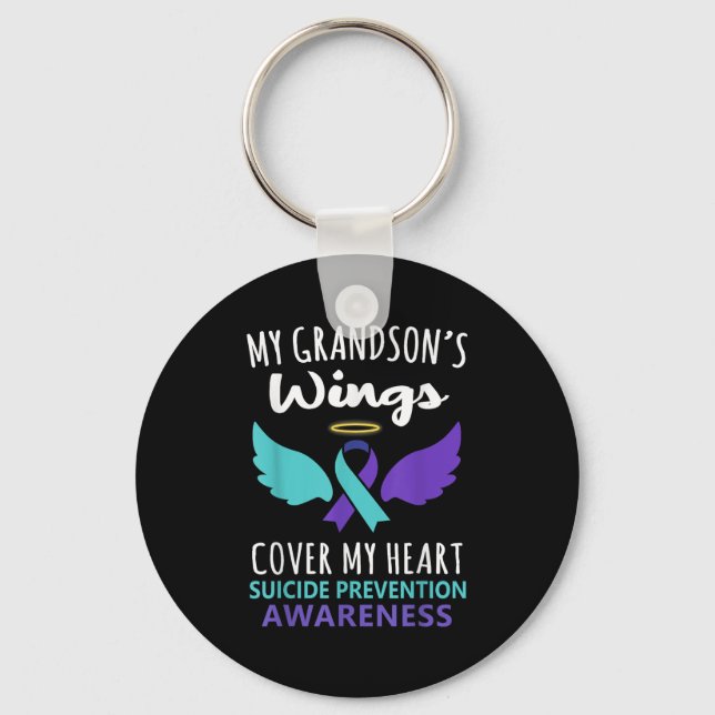 Porte-clés My Grandson's Wings Cover Heart Suicide Awareness  (Recto)