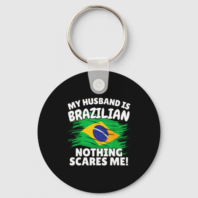 Porte-clés My Husband Is Brazilian Funny Brazil Flag Gift For (Recto)