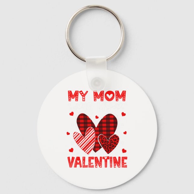 Porte-clés My Mommy Is My Valentine Heart Kid Boys Girls Vale (Recto)
