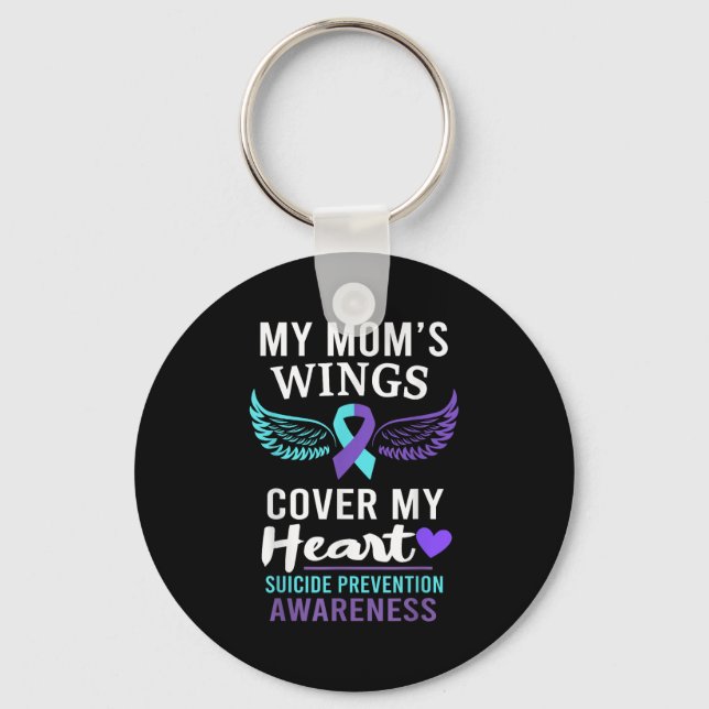 Porte-clés My Mom's Wings Cover Heart Suicide Awareness Ribbo (Recto)