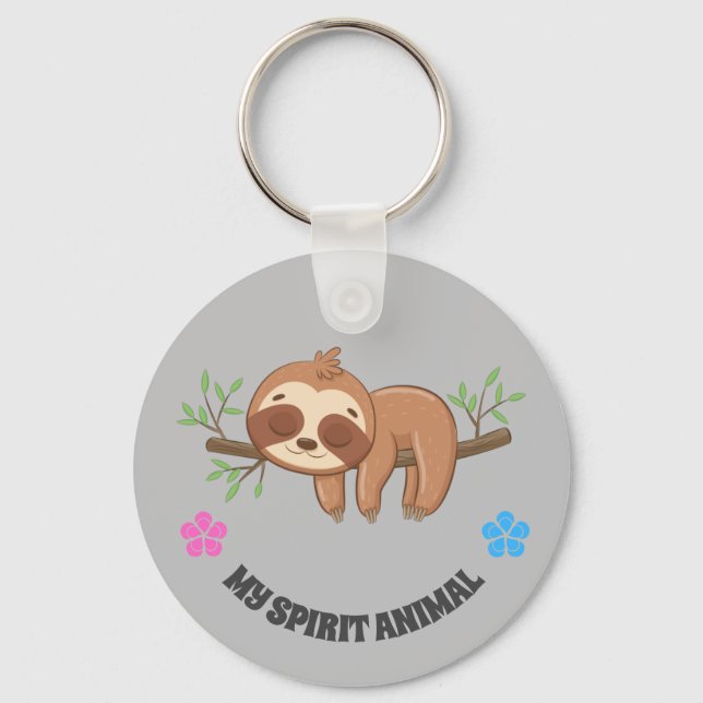 Porte-clés My Spirit Animal | Cute Sleeping Sloth (Recto)
