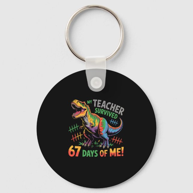 Porte-clés My Teacher Survived 67 Days Of School 67 Meme Dino (Recto)