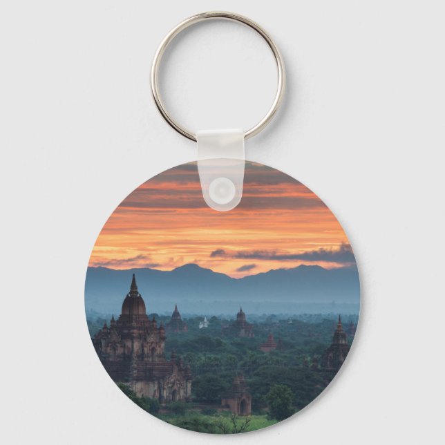 Porte-clés Myanmar, lever de soleil à Bagan (Recto)