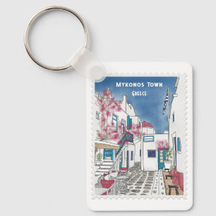 Porte-clés Mykonos Coloré Souvenir de Vacances sur Mesure en 