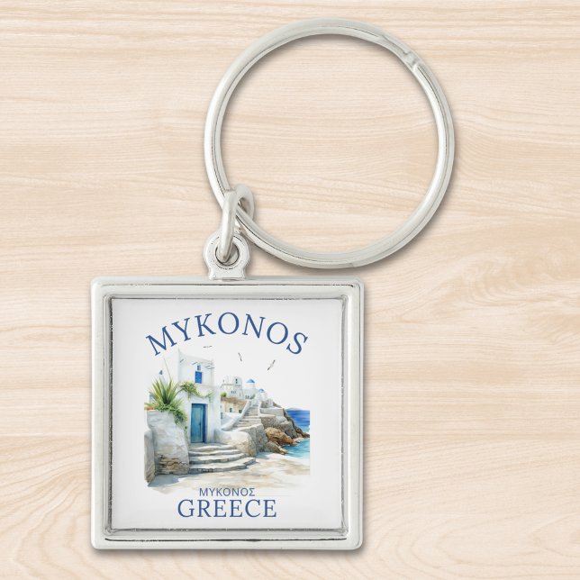 Porte-clés Mykonos in Watercolor Bliss (Créateur téléchargé)