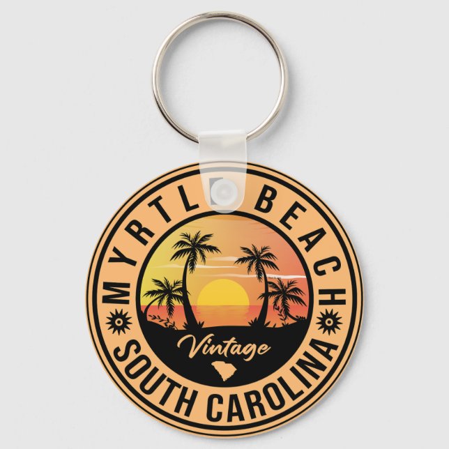 Porte-clés Myrtle Beach South Carolina Retro Sunset Souvenir (Recto)