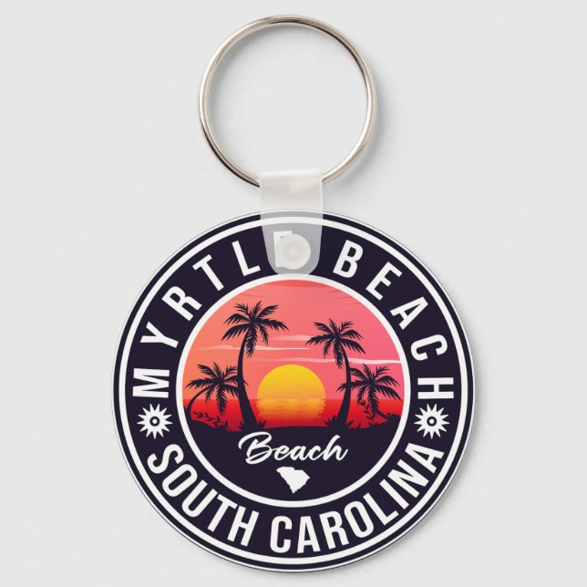 Porte-clés Myrtle Beach South Carolina Retro Sunset Souvenir (Recto)