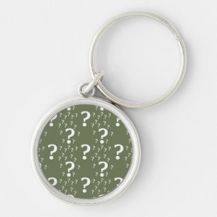 Porte-clés Mystère question marque énigme puzzle vert olive