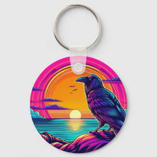 Porte-clés Mystic Raven at Psychedelic Sunset – Ocean View Ar