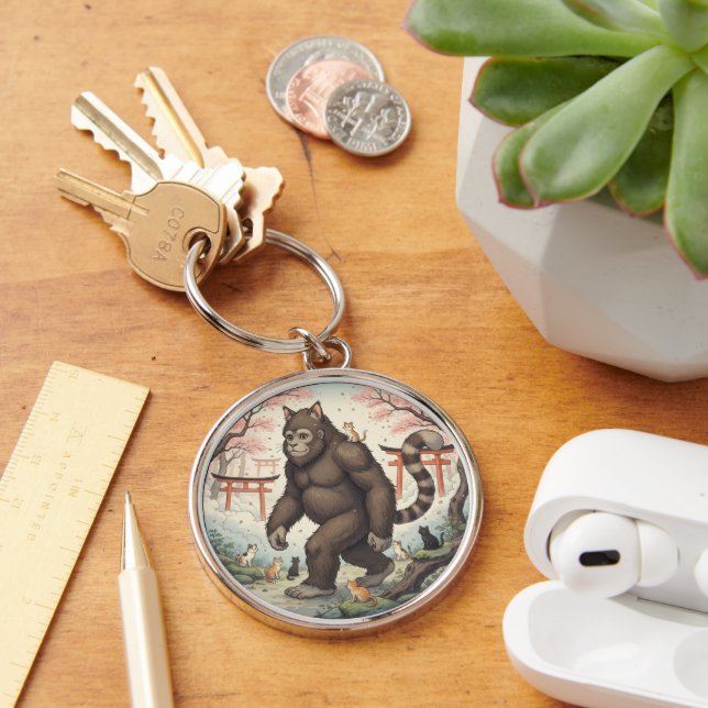 Porte-clés Mystical Cat-Foot in Japanese Forest Keychain (Bureau)