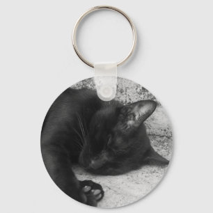 Porte-clés N&B - Chat endormi