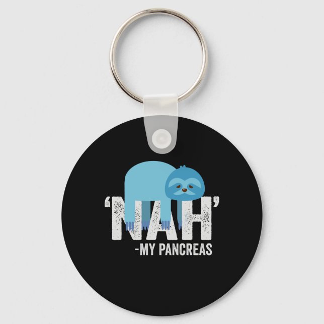 Porte-clés Nah my Pancreas Funny Diabetes Blue Ribbon Sloth (Recto)