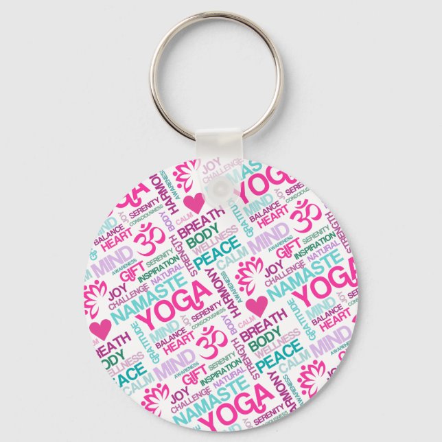 Porte-clés Namaste, Paix et Harmonie rose YOGA Motif (Recto)
