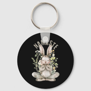Porte-clés Namaste Rabbit de Pâques Zen Yoga Intérieur Paix S