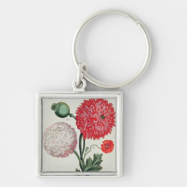 Porte-clés Nandous de Papaver somniferum et de pavot gravés (Devant)
