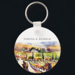 Porte-clés Napa Vineyard aquarelle mariage faveurs<br><div class="desc">Napa Valley vignoble aquarelle mariage faveurs keychains personnalisés</div>
