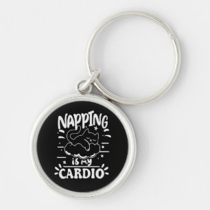 Porte-clés Napping Est Mon Cardio Simple Drôle Design Chat