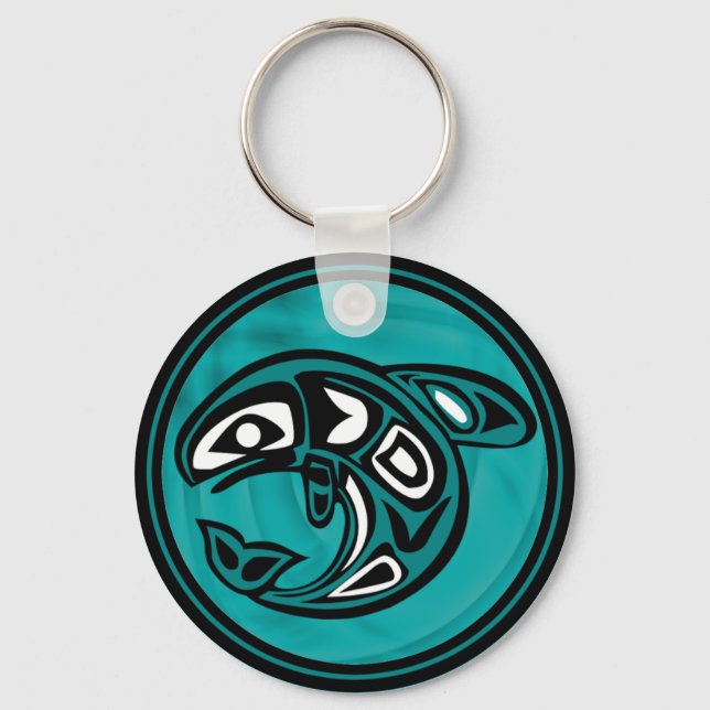 Porte-clés Native American Orca Whale, turquoise (Recto)