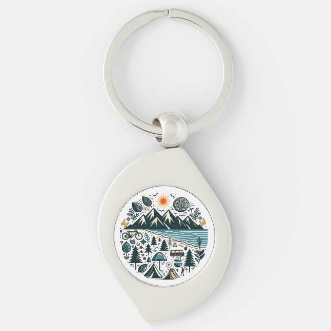 Porte-clés Nature Aventure Camping Exploration Voyage (Devant)