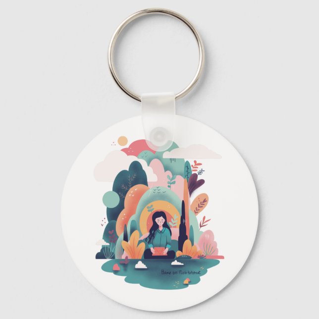 Porte-clés Nature Calm Aesthetic Art Keychain (Recto)