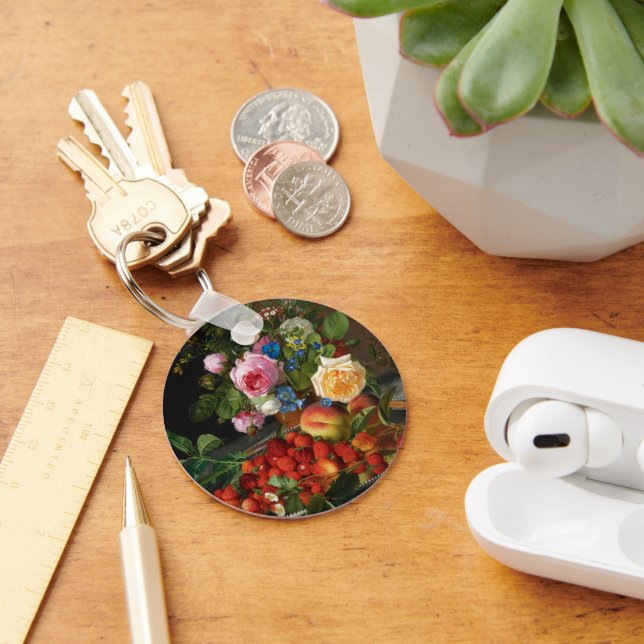 Porte-clés Nature morte aux roses et aux fraises d'Otto Ottes (Bureau)