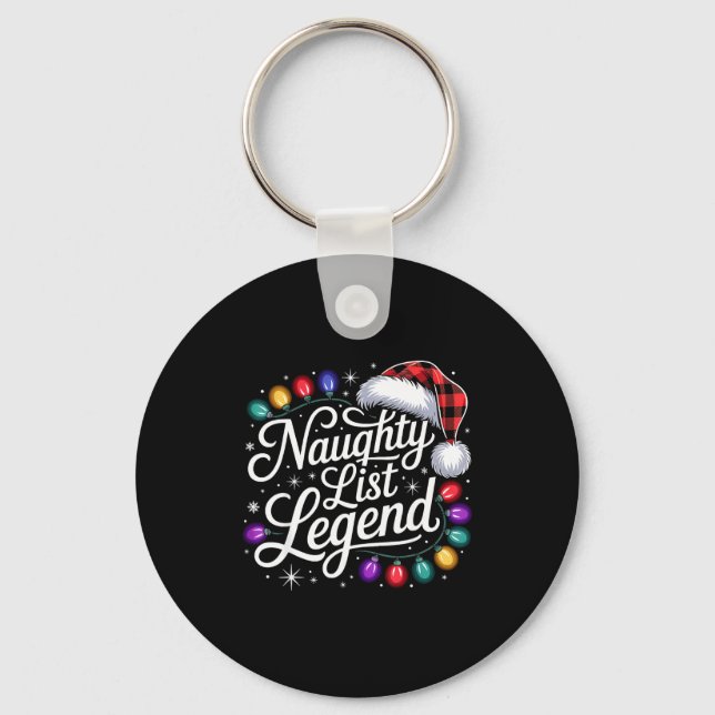 Porte-clés Naughty List Legend Xmas Lights Buffalo Plaid Red  (Recto)
