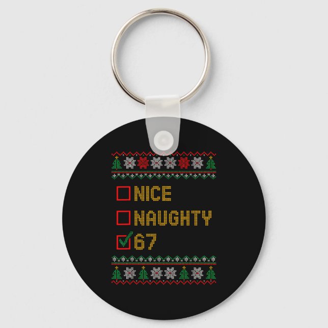 Porte-clés Naughty Nice 6 7 Drôle Brainrot Meme Noël Moche Si (Recto)