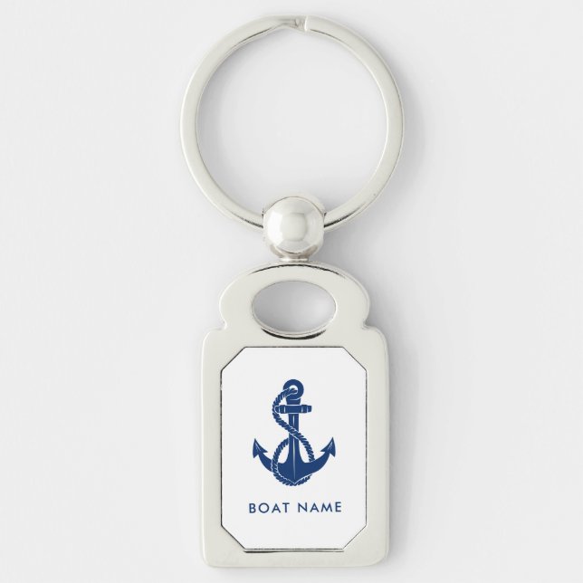 Porte-clés Nautical Anchor Boat Name Captain Custom (Devant)